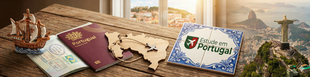 Estudante com passaporte europeu planejando faculdade em Portugal em 2026.